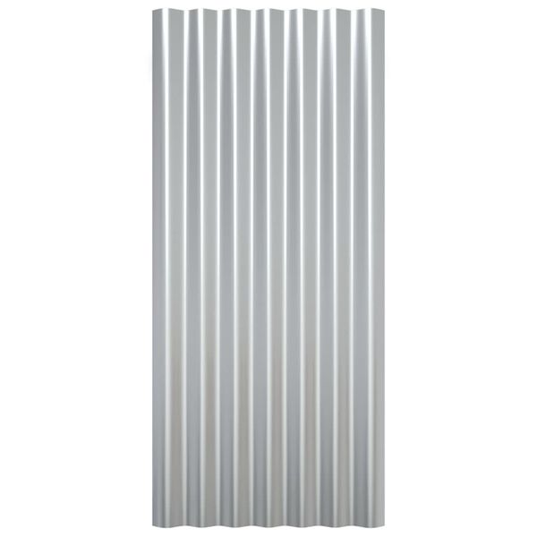vidaXL Pain&eacute;is de telhado 12 pcs 80x36 cm a&ccedil;o galvanizado prateado