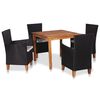 vidaXL 5 pcs conjunto de jantar para jardim vime PE preto e castanho