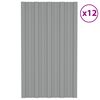 vidaXL Painel de telhado 12 pcs Cinzento 80 x 45 cm A&ccedil;o galvanizado