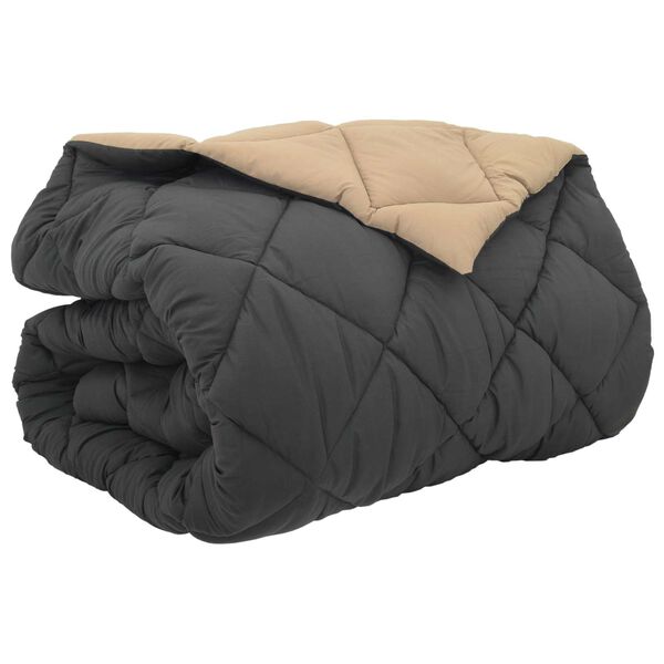 vidaXL Edredom de Inverno Antracite e Taupe 220 x 260 cm Microfibra
