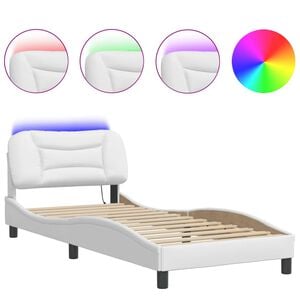 vidaXL Estrutura de cama com LED sem colch&atilde;o Hvar 80x200cm branco