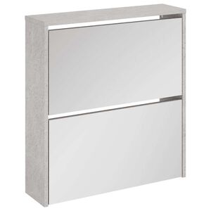 vidaXL Sapateira c/ espelho 2 divis&oacute;rias 63x17x67 cm cinza cimento