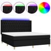 vidaXL Cama box spring c/ colch&atilde;o e LED 160x200 cm tecido preto
