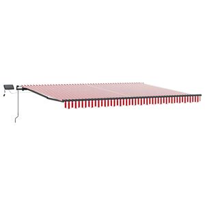 vidaXL Toldo retr&aacute;til Vermelho e Branco 400 &times; 300 cm Tecido e Alum&iacute;nio