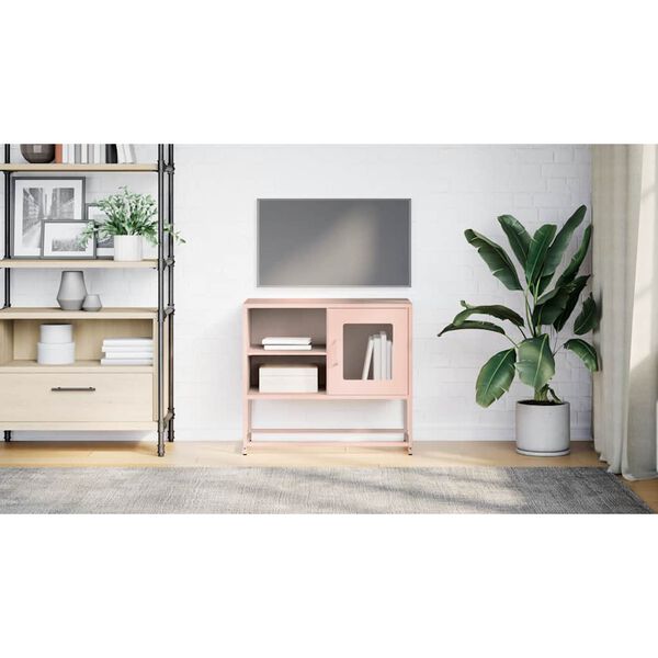 vidaXL Móvel de TV 68x39x60,5 cm aço rosa
