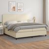 vidaXL Cama com molas/colch&atilde;o 200x200 cm couro artificial cor creme
