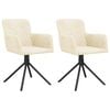 vidaXL Cadeiras de jantar girat&oacute;rias 2 pcs veludo cor creme