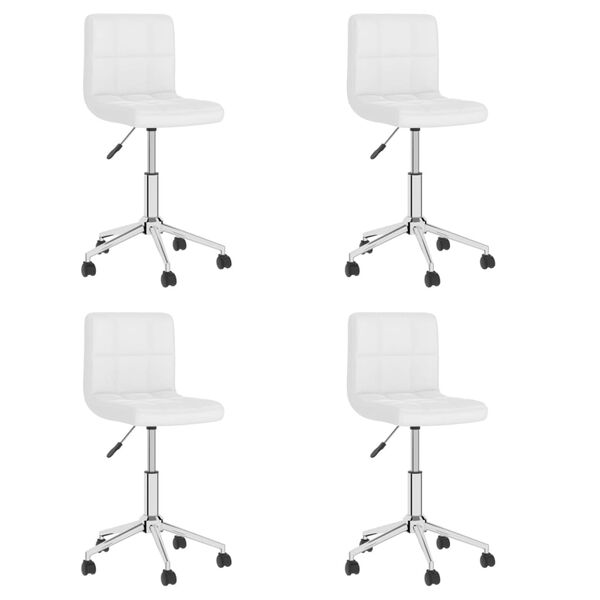 vidaXL Cadeiras de jantar girat&oacute;rias 4 pcs couro artificial branco
