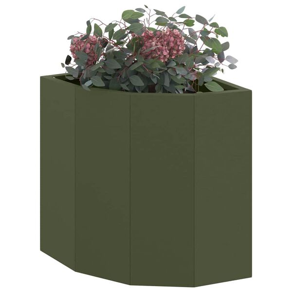 vidaXL Vaso de Canto Verde-oliva 30 x 30 x 35 cm Aço