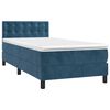 vidaXL Cama com molas/colch&atilde;o 90x190 cm veludo azul-escuro