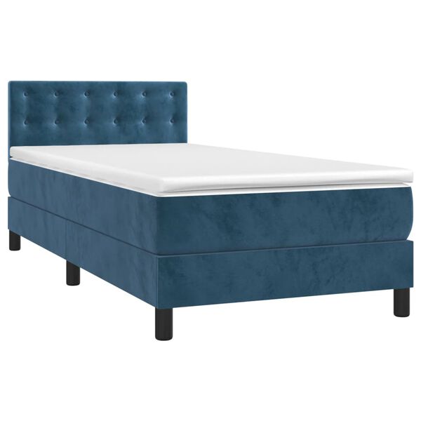 vidaXL Cama com molas/colch&atilde;o 90x190 cm veludo azul-escuro
