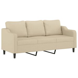 vidaXL Sof&aacute; de 3 lugares tecido 180 cm cor creme
