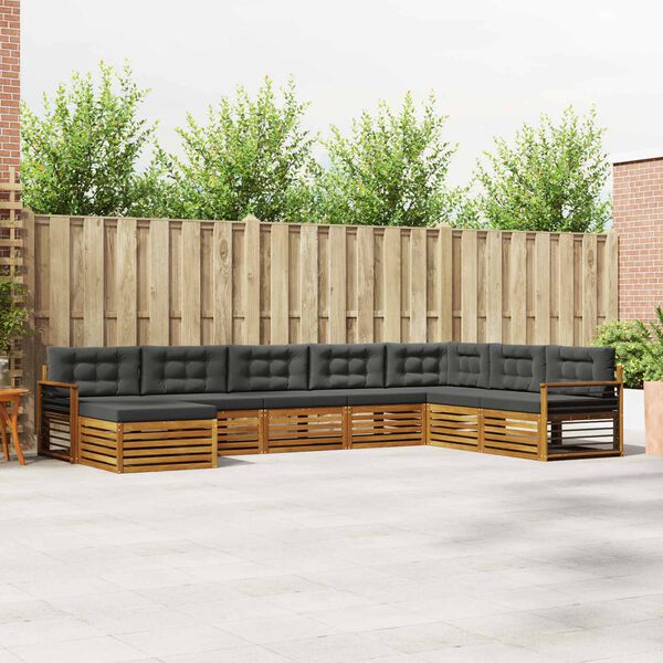 vidaXL Conjuntos de sof&aacute;s com almofada 8 pcs Natural e Antracite