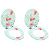 vidaXL Assentos sanita com tampas fecho suave 2pcs MDF design flamingo