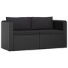 vidaXL 9 pcs conjunto lounge de jardim c/ almofadões vime PE preto