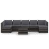 vidaXL 8 pcs conj. lounge jardim c/ almofad&otilde;es madeira impreg. cinza