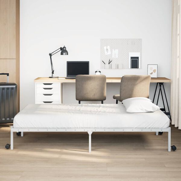 vidaXL Estrutura de cama sem colch&atilde;o Dobr&aacute;vel 90x190 cm a&ccedil;o branco