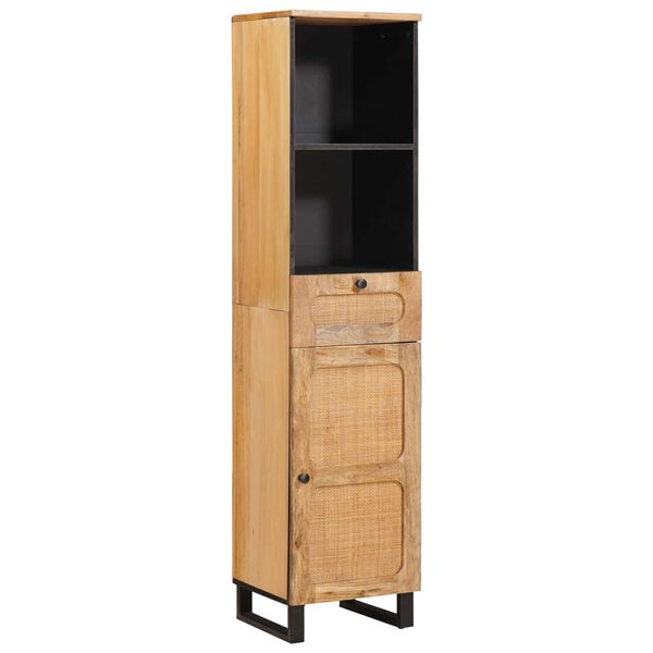 vidaXL Conjuntos de Banheiro com porta Natural Madeira de manga maciça