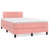 vidaXL Cama box spring c/ colch&atilde;o luzes e LED 120x190 cm veludo rosa