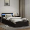 vidaXL Cama hidr&aacute;ulica c/ arruma&ccedil;&atilde;o LED 90x200cm couro artifi. preto