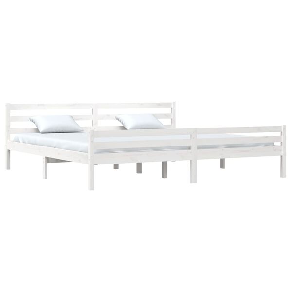 vidaXL Estrutura de cama 200x200 cm madeira maci&ccedil;a branco