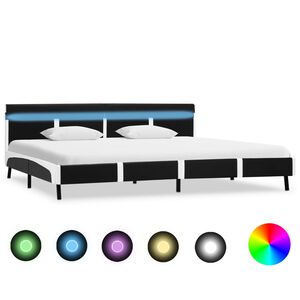 vidaXL Estrutura de cama c/ LED 180x200 cm couro artificial preto