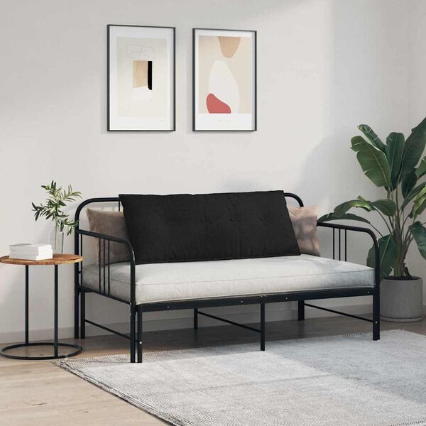 vidaXL Travesseiro para Costas Preto 120 x 19 x 50 cm tecido