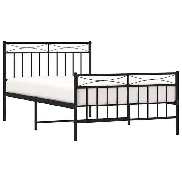 vidaXL Estrutura de cama com cabeceira e p&eacute;s 100x200 cm metal preto
