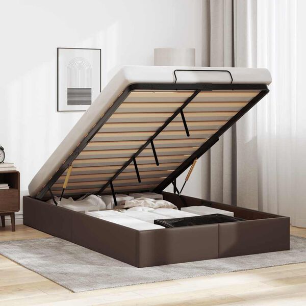 vidaXL Estrutura de cama otomana sem colch&atilde;o 120x200 cm castanho