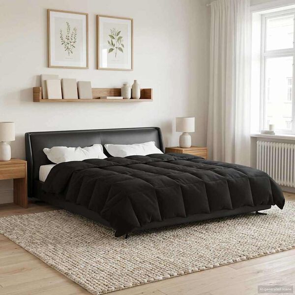 vidaXL Duvet de Ano Inteiro Colchonete Preto 220 x 240 cm Microfibra