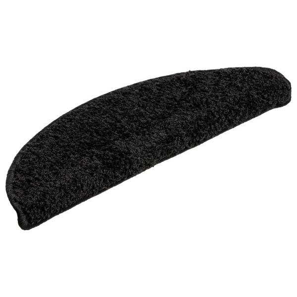 vidaXL Tapetes de escada 10 pe&ccedil;as 56x17x3 cm pretos semicirculares