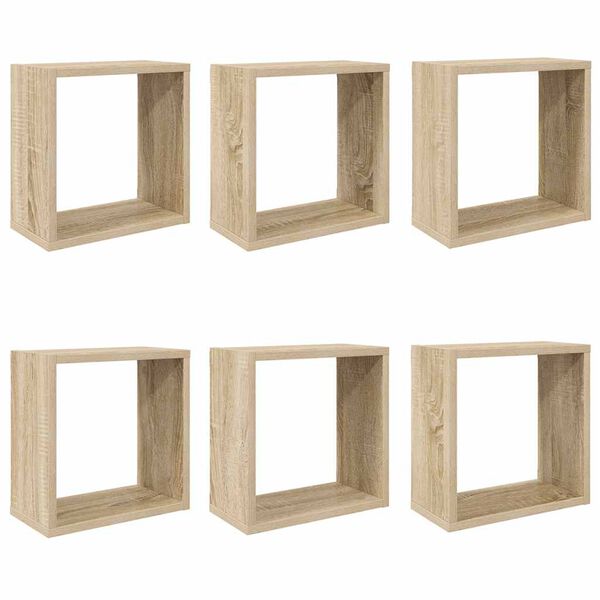 vidaXL Prateleiras de parede em forma de cubo 6 pcs 30x15x30cm sonoma