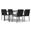 vidaXL 5 pcs conjunto de jantar p/ jardim c/ almofad&otilde;es vime PE e a&ccedil;o