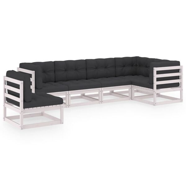vidaXL 6 pcs conjunto lounge de jardim com almofad&otilde;es pinho maci&ccedil;o