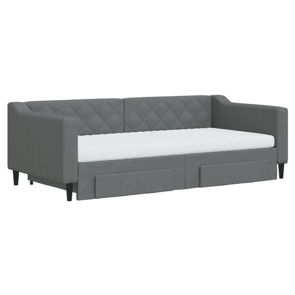 vidaXL Sofá-cama c/ gavetão e gavetas 90x190 cm tecido cinzento-escuro