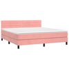 vidaXL Cama box spring c/ colch&atilde;o/LED 160x200 cm veludo rosa