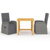 vidaXL 3 pcs conjunto de jantar para jardim cinzento