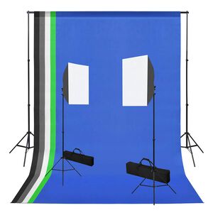 vidaXL Kit de est&uacute;dio fotografia com softbox de ilumina&ccedil;&atilde;o e fundos