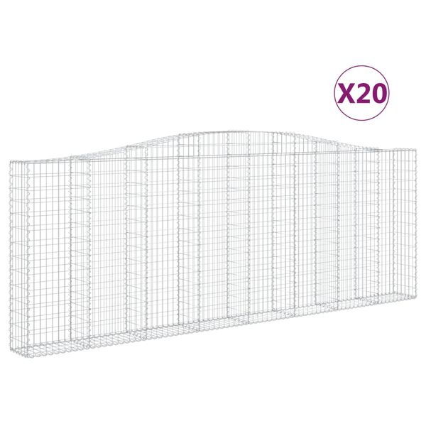 vidaXL Cestos gabi&atilde;o arqueados 20 pcs 400x30x140/160 ferro galvanizado