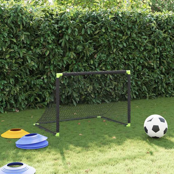 vidaXL Baliza de futebol infantil dobrável 90x64x64 cm preto