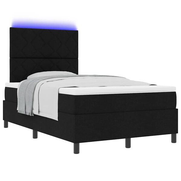 vidaXL Cama Box com colch&atilde;o com led Preto 120 x 190 cm tecido