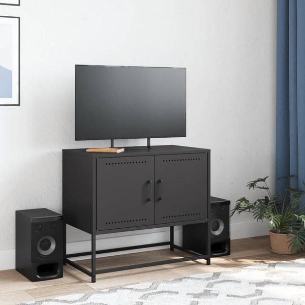 vidaXL Móvel de TV 68,5x39x60,5 cm aço preto