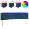 vidaXL Cabeceira cama c/ luzes LED veludo 203x16x78/88 cm azul-escuro
