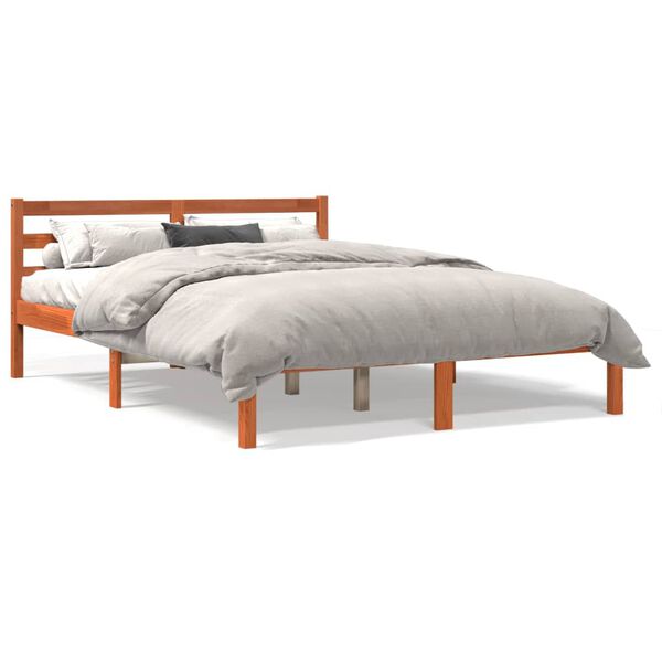 vidaXL Cama sem colch&atilde;o 120x190 cm madeira pinho maci&ccedil;a castanho-mel