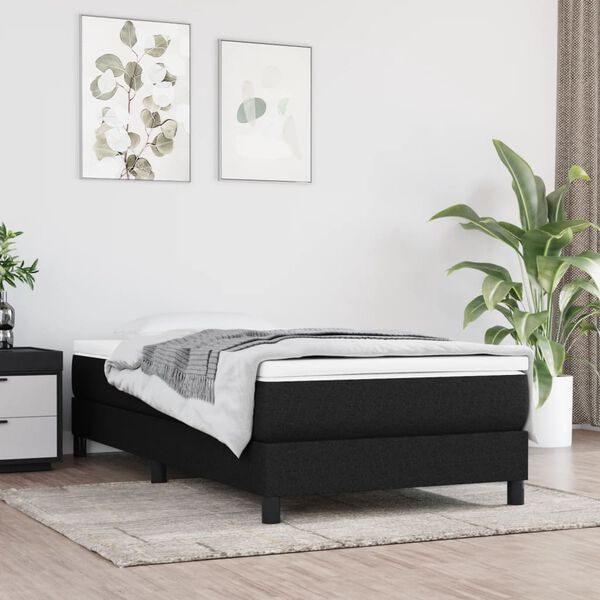 vidaXL Estrutura de cama com molas 90x190 cm tecido preto