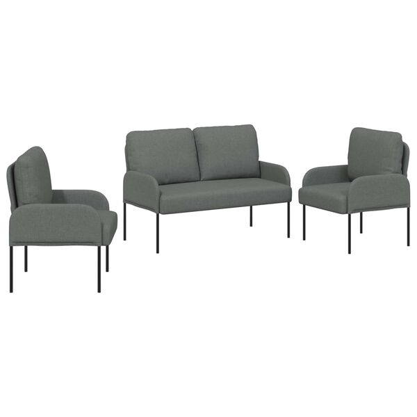 vidaXL Conjuntos de sof&aacute;s 3 pcs Cinza Escuro 115 x 56 x 80 cm