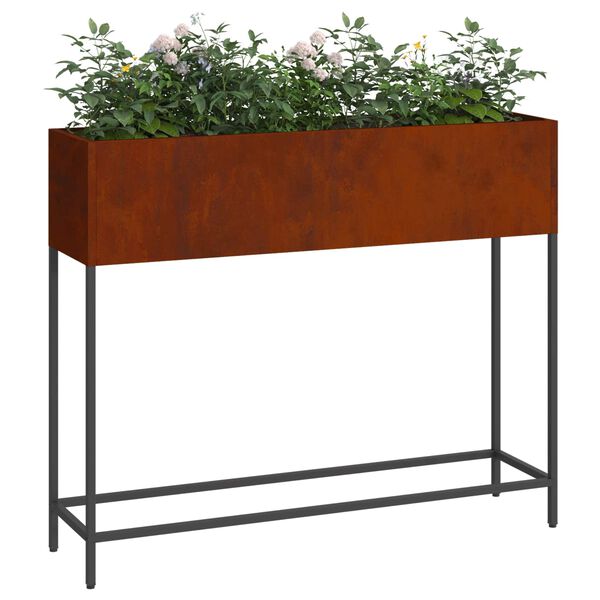 vidaXL Vaso Elevado para Jardim Ferro Enferrujado 100 x 26 x 82 cm