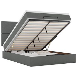 vidaXL Estrutura cama otomana colch&atilde;o 140x200cm tecido cinzento escuro