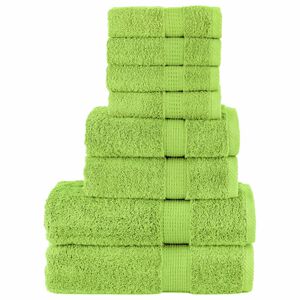 vidaXL 8pcs Conjunto toalhas banho premium SOLUND 600 gsm verde ma&ccedil;a
