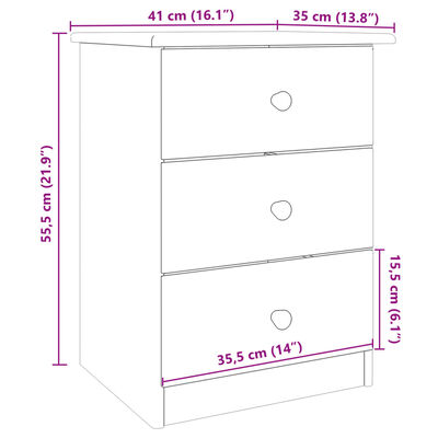 vidaXL Mesa de cabeceira ALTA 41x35x55,5 cm madeira de pinho maciça